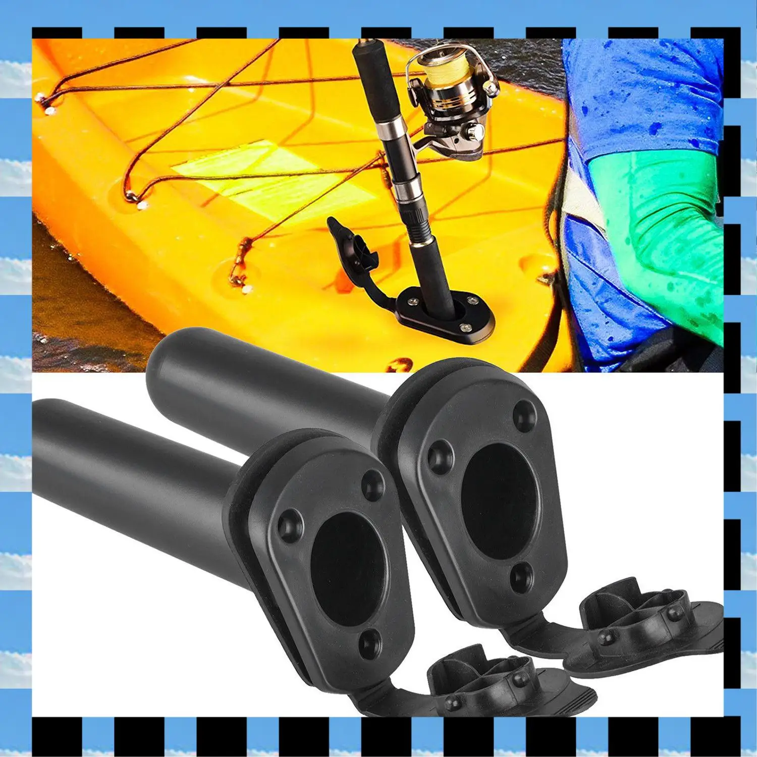 ABME 1 قطعة فلوش جبل قارب الصيد قضيب حامل قوس مع غطاء تغليف لقطب الكاياك