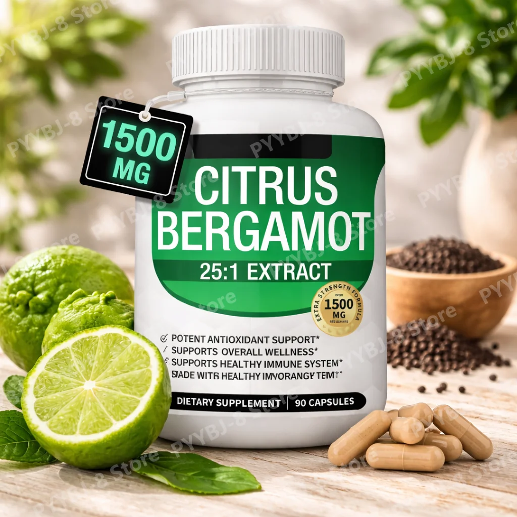 

Биологически активная добавка с цитрусовым бергамотом, 90 капсул, 1500 мг, экстракт бергамота 25:1, обеспечивает антиоксидантную поддержку для здоровья и иммунной системы.