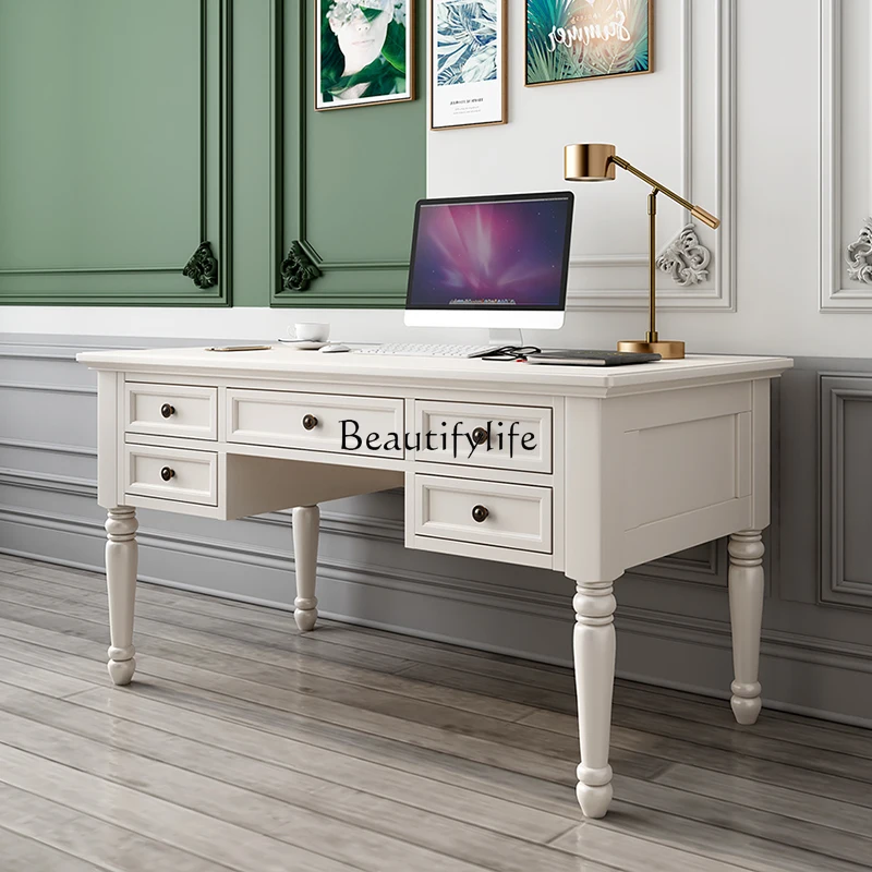 مكتب أمريكي فاخر من خشب الرماد والخشب الصلب بخمسة مكتب ضخ مكتب كتابة مكتب أوروبي فاخر خفيف 1.4 متر