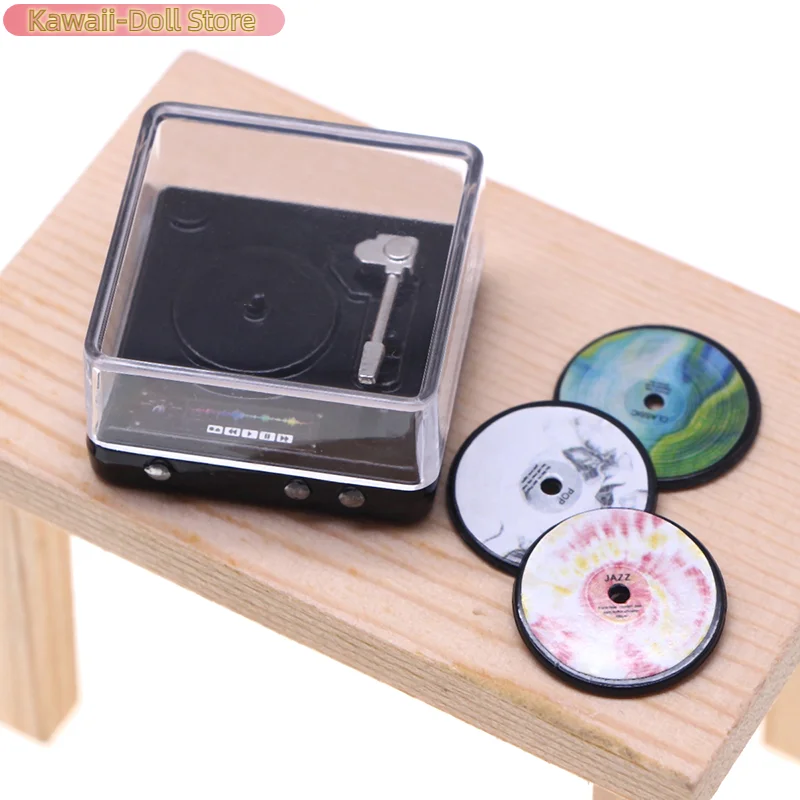 1:12 Dollhouse Miniature CD Player เครื่องเล่นแผ่นดิสก์บ้านชุดของเล่นตกแต่งบ้านตุ๊กตาอุปกรณ์เสริม