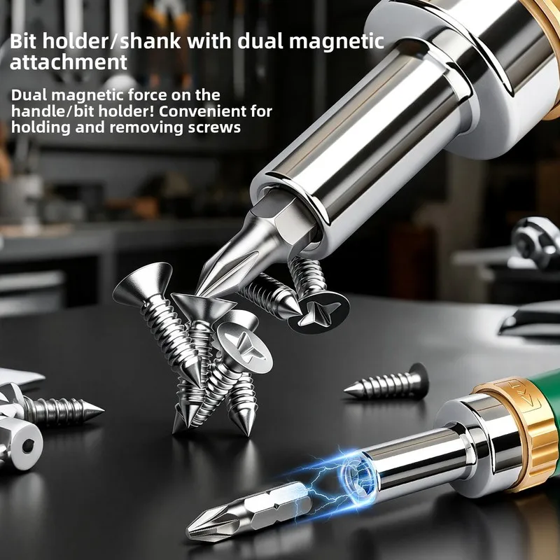 Toson Tools Multifunctional Bit Set, including triangular, special-shaped, flathead, and Phillips screwdrivers, and a ratchet sc