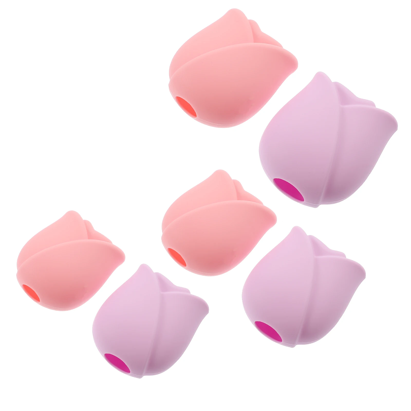 6 ชิ้นแปรงแต่งหน้าเครื่องมือฝาครอบป้องกันสำหรับการเดินทางซิลิโคนป้องกันสีชมพู