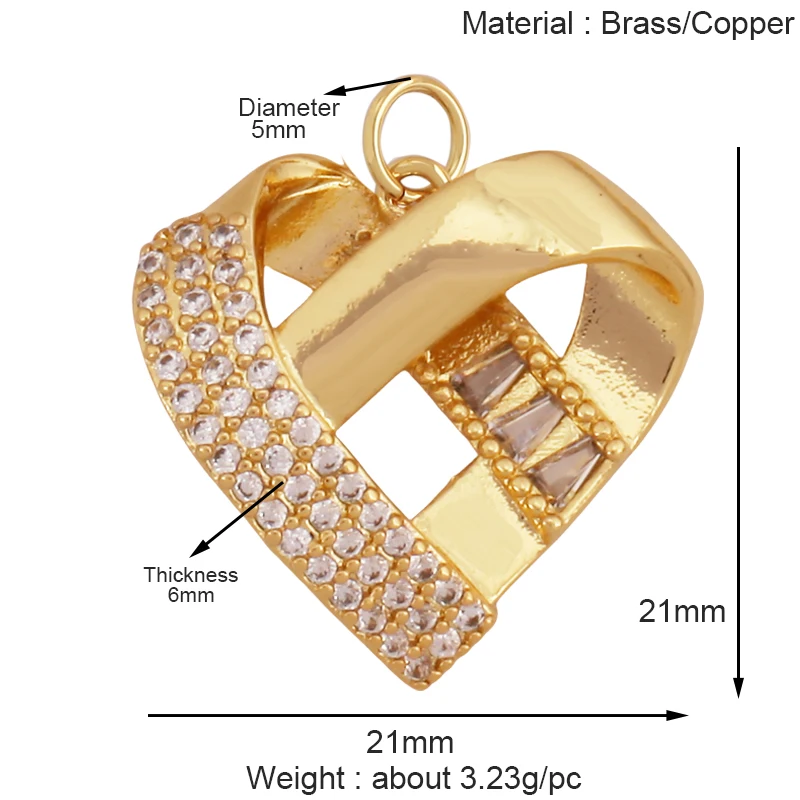 Mode Bunte Zirkon Brenn Liebe Herz Charm Anhänger, Echt 18K Gold Überzogene Halskette Armband DIY Handgemachten Schmuck Liefert S26 – Detail 13