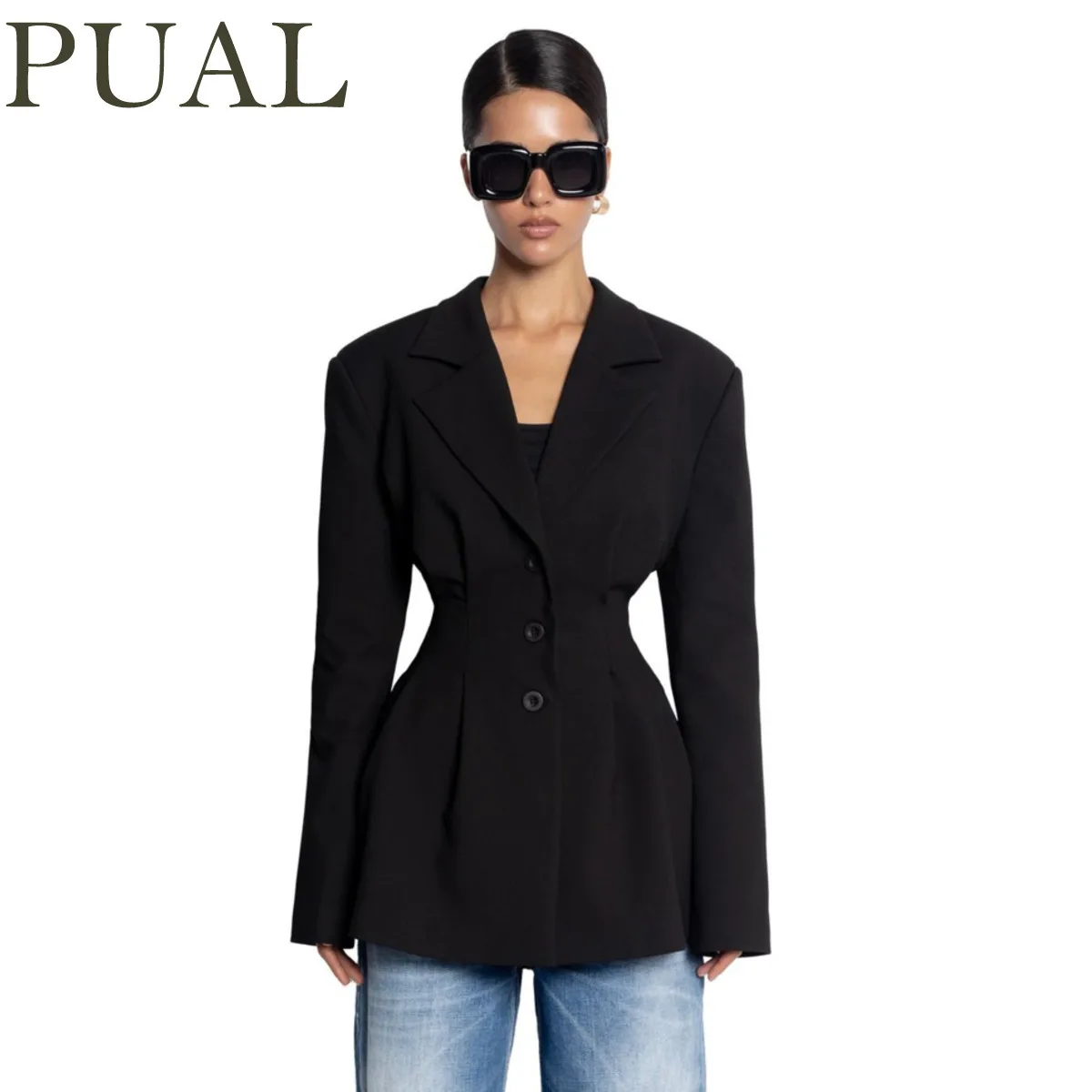 

Женский пиджак PUAL весна-лето с лацканами, однобортный, приталенный, оверсайз, повседневный, уличный стиль, модный, трендовый, 2026