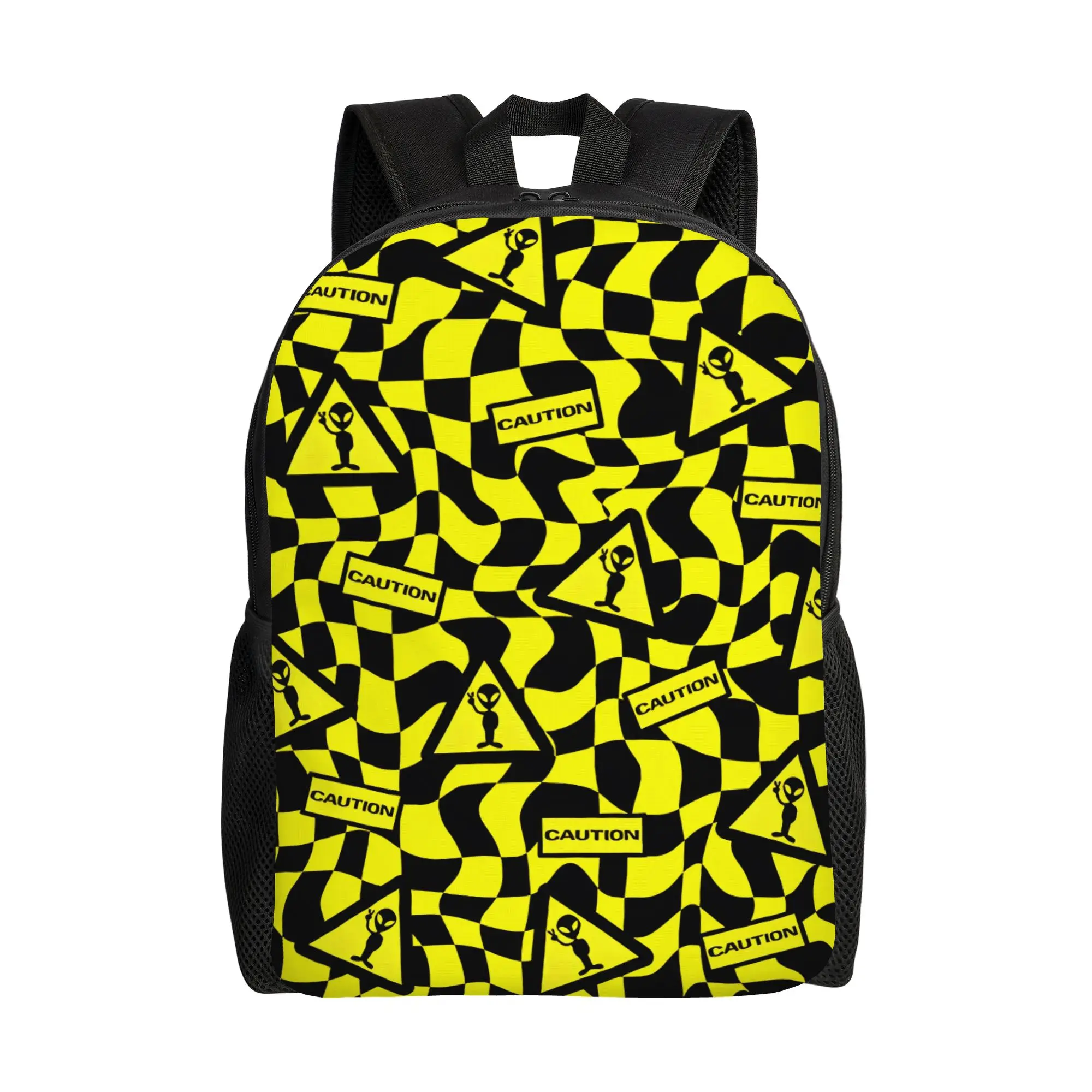 

Caution Aliens Area Construction vehicle Backpack Fashionable Retro Grunge mochila Large Capacity Schoolbag For Teen Boys