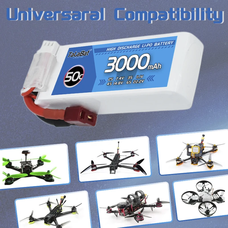 TalaBat 2S Lipo Battery 50C 3000mAh 7.4V With T/XT60 Plug For FPV Drone Airplane RC Car Truck Boat RC Model Parts