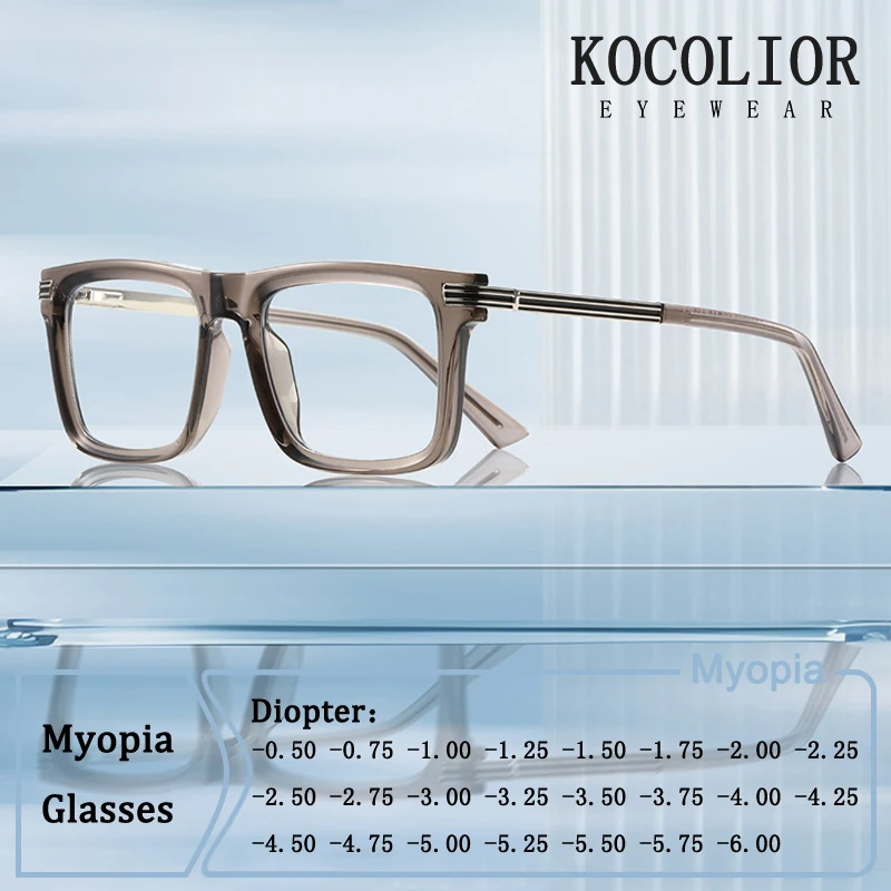 

Brand Design Large Square Metal Frame Myopia Glasses for Man Prescription Photochromic Anti Blue Ray Shortsight Eyewear 0 to -6
