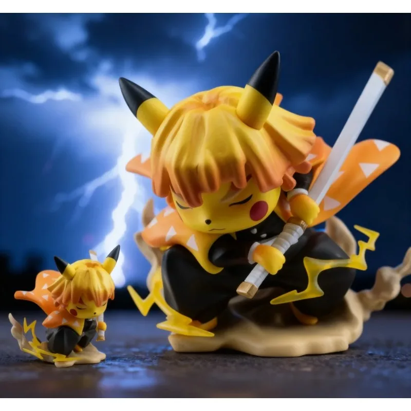Pokemon anime Pikachu Cross-dressing Zenitsu Collectable Vinyl Figure Gift Idea PVC Action Doll Model Figure for Collectors