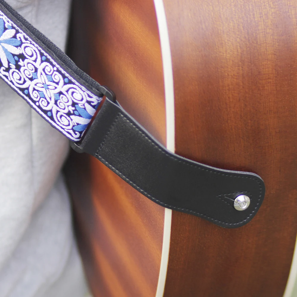 Embroidered Guitar Strap Stringed Instrument Accessories Acoustic Electric Bass Guitar Shoulder Belt Adjustable Music Parts