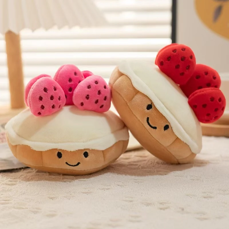 Cute strawberry cake plush toys milk tea cup filled with food dessert pillow kawai sweet birthday party decoration creative gift