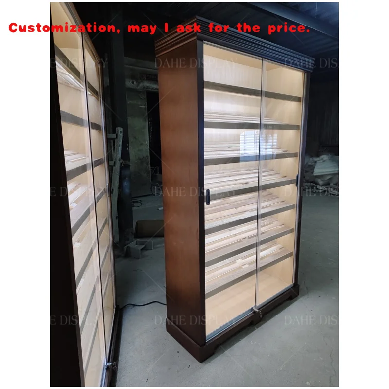 

custom.Huge Capacity Wooden Cigar Humidor Cabinet Smoke Shop Cigar Display Cabinet