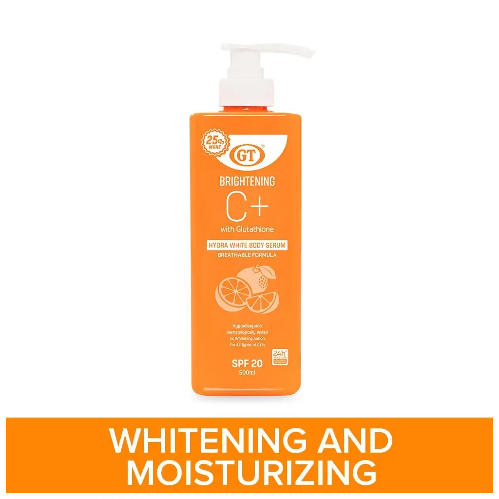 

Philippine GT BRIGHTENING C+ Body Bright White Nourishing Sun Protection Cleansing And Moisturizing SPF20 500ml Bottle