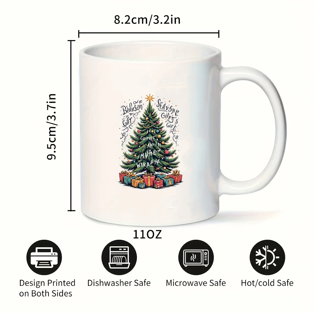 11オンスカップ + クリスマスツリー漫画柄 + キッズカップ ファミリーオフィスコーヒーカップ クリスマスギフトに最適