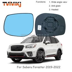 1 pair 2PCS Heated Side Rearview Mirror Blue Glass Lens For Subaru Forester 2019-2022 Wide Angle View anti glare car mirrors