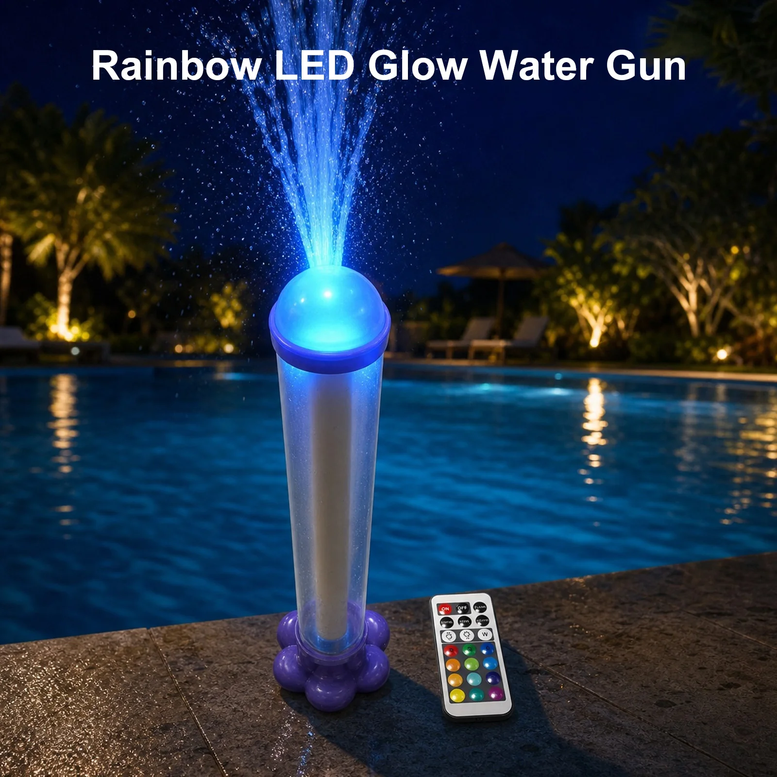 1-4pcs Glowing Rainbow LED Water Blaster Outdoor Firework Water Gun Glowing Rainbow Water Blaster Light-Up Splash Blasters Gun