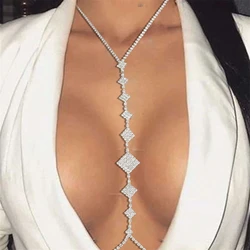 Sexy Shiny Square Rhinestone Pendant Chest Support Jewelry Romantic Nightclub Party Underwear Dressing Chest Accessories