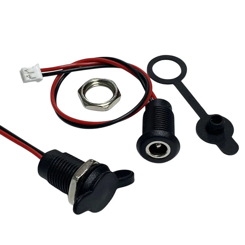 DC 5521 Female Socket 5.5x2.1mm Threaded Panel Mount Waterproof with PH2.0 Terminal Wire for Water Purifier Power Adapter DIY