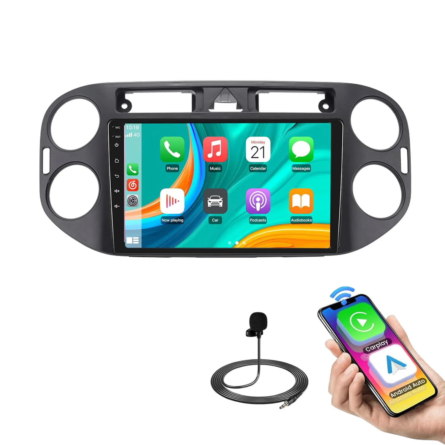 Android auto car radio Bluetooth Carpaly GPS Navigation+AHD rearview camera for VW Tiguan I 5N Van AD1 AX1/ VW Golf Plus 521 5M1