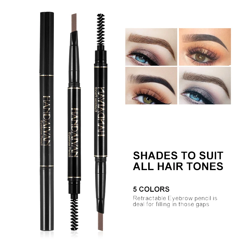 HANDAIYAN Makeup Double-head Eyebrow Enhancer Eye Brow Shaping Drawing Black Pencil with Brush Make Up Cosmetic Tool Brows Tint