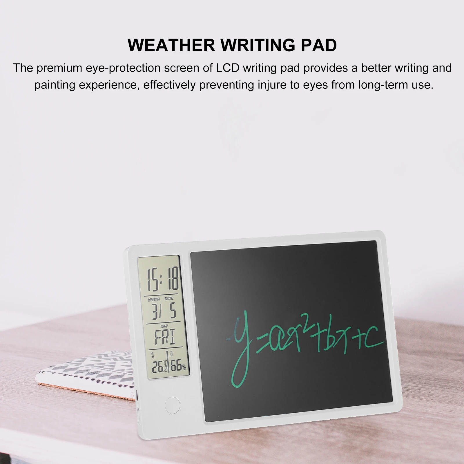 

1 Set 10 Inch Lcd Writing Tablet Office Calendar Eye Protection Screen Temperature Humidity Display Memo Board Portable Digital