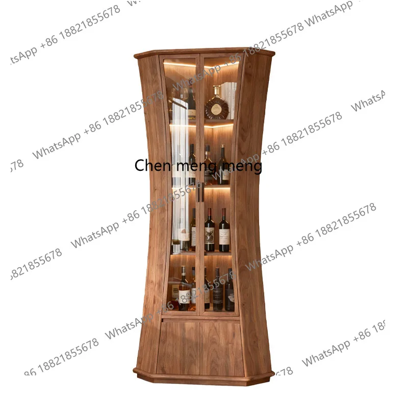 New Chinese style North American black walnut glass display solid wood storage cabinet