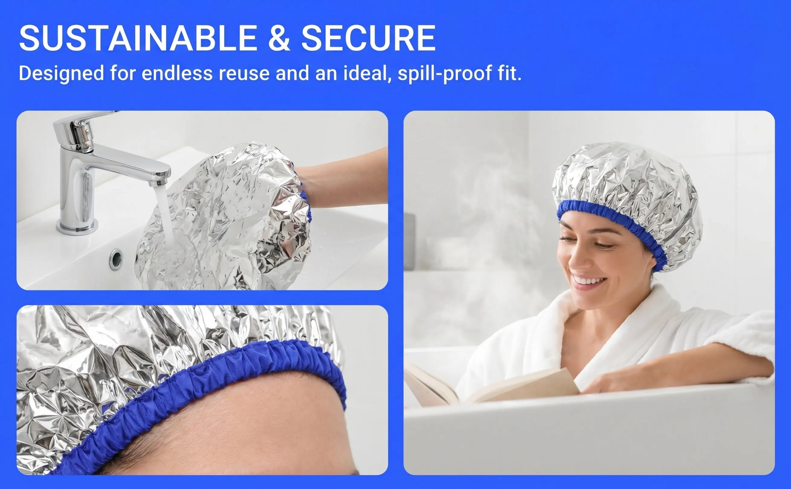 1Pcs Thermal Hair Treatment Hat Silver Elastic Salon Cap Deep Conditioning Scalp Protection Evaporation Aluminum Foil Hair Care
