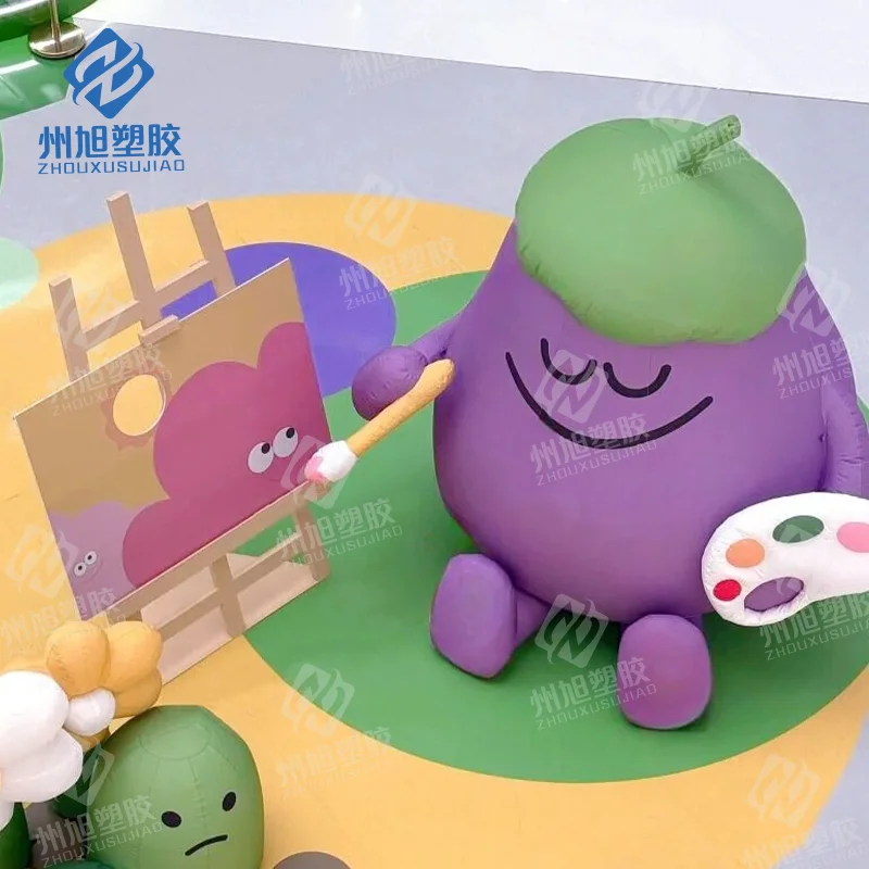

Painting inflatable purple cartoon eggplant for vegetable fruit restaurant decoration