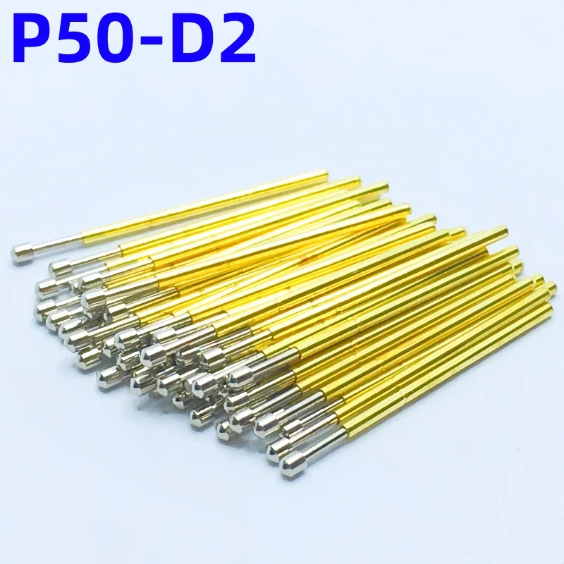 100PCS P50-D2 Spring Test Probe Test Pin Pogo Pin P50-D Electric ICT FCT PCB Test Tool 0.90/0.68/16.55mm Needle Round Tip Head