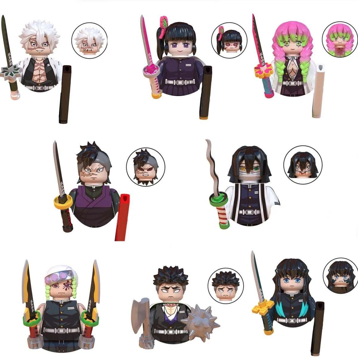 

WM6137 Anime characters Tsuyuri Kanao Iguro Obanai cartoon characters Mini brick Children adult building blocks mobile Mosaic