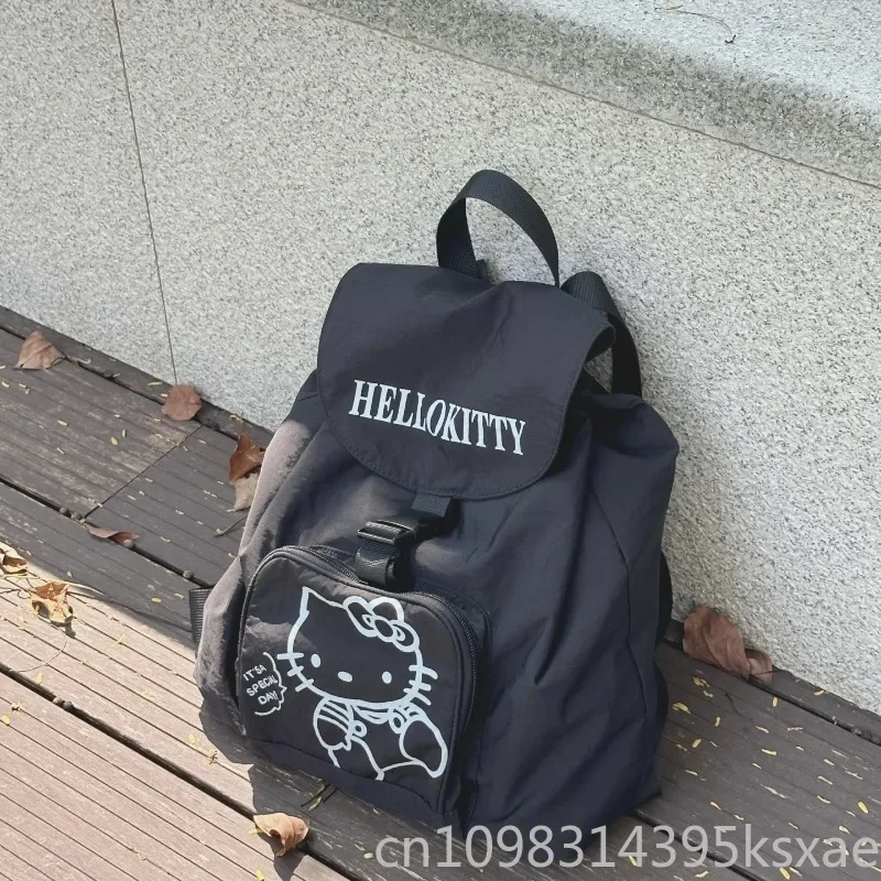  Kawaii Hello Kitty Backpack for Women Student Nylon School Bag Portable Durable Portable Large Capacity