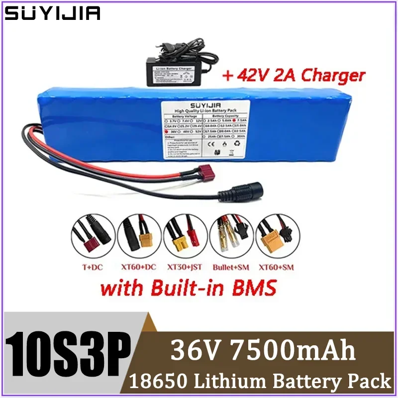 

Rechargeable Lithium Battery Pack 10S3P 36V 7.5Ah Capacity Battery Pack 18650 with Built-in BMS for Golf Carts Sightseeing Carsv