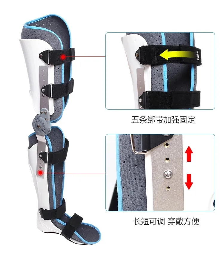 Ortesis de pierna larga ajustable, soporte de fijación para rodilla, tobillo y pie, fijador de rehabilitación de extremidades inferiores