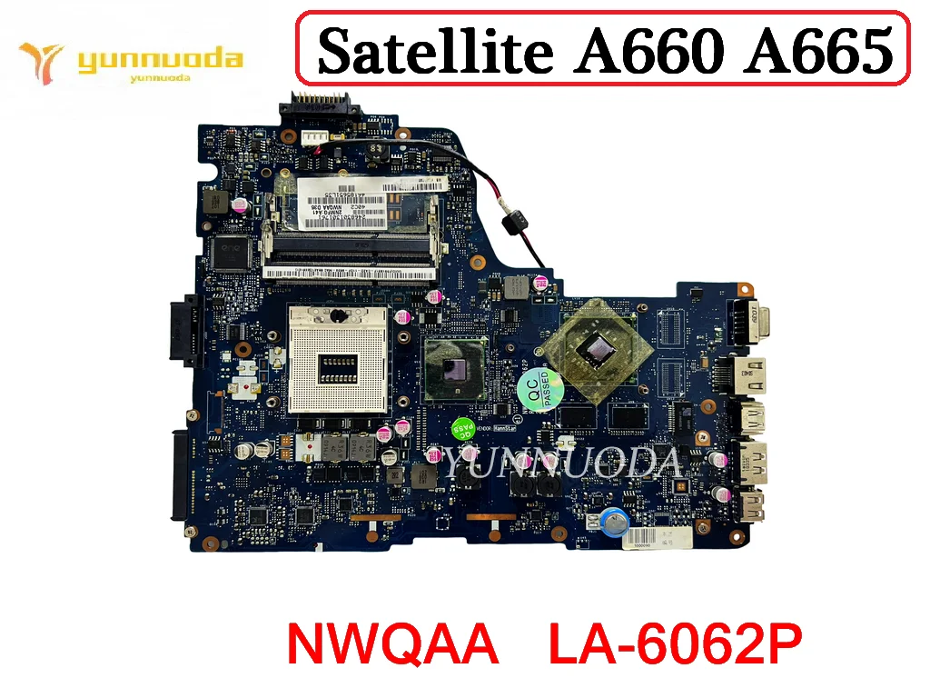 Original para toshiba satellite a660 a665 computador portátil placa-mãe nwqaa LA-6062P k000104420 k000106370 k000106380 100% testado livre