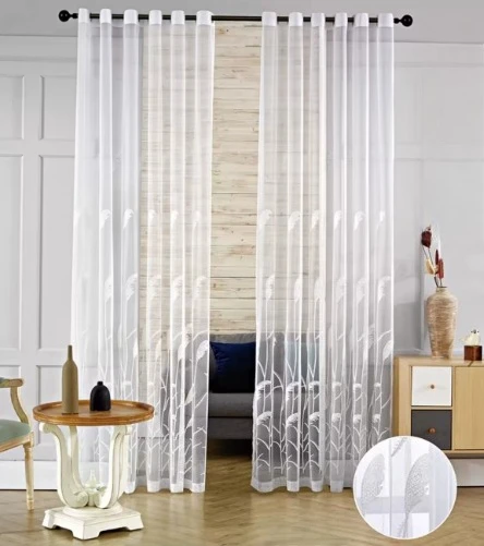 Modern Simple Pastoral Style Nordic White Reed Embroidered Curtains Living Room Bedroom Balcony Blackout Curtains