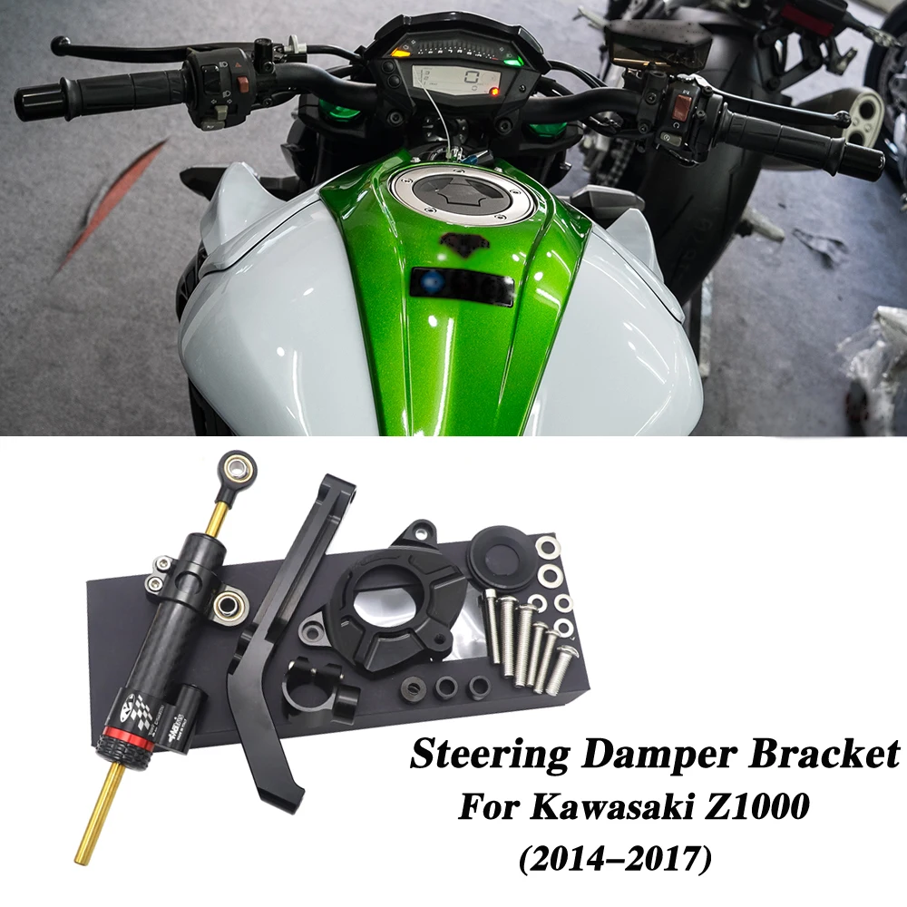 Motorcycle CNC Damper Steering StabilizerLinear Reversed Safety Control+Bracket For KAWASAKI Z1000 Z 1000 2014-2017 2016 2015