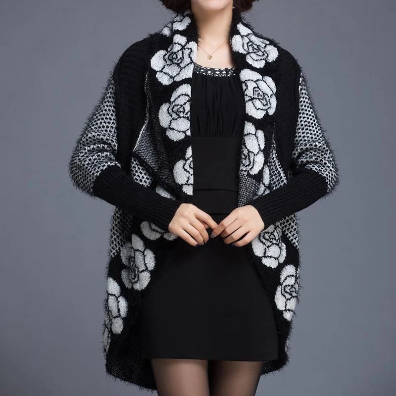 

Knitted Shawl Cardigans Women 2025 Turn Down Collar Furry Sweater Sweater Long Sleeve Slim Female Cardigan