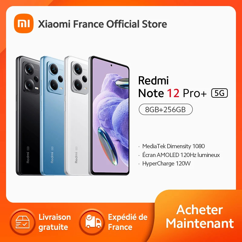 ⁣[Officiel] Xiaomi Smartphone Redmi Note 12 Pro + 5G | MediaTek Dimensity 1080 | Écran AMOLED 120Hz | Smart HyperCharge 120W