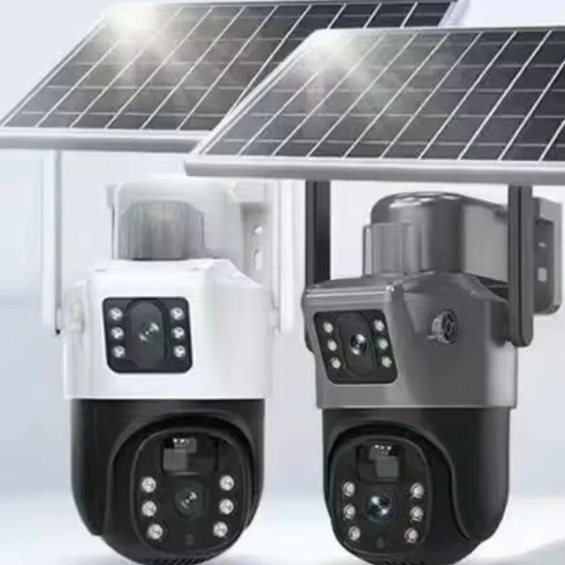 

2MP + 2MP ultra-clear pixel solar outdoor surveillance camera, low power mode and two-way voice walkie-talkie