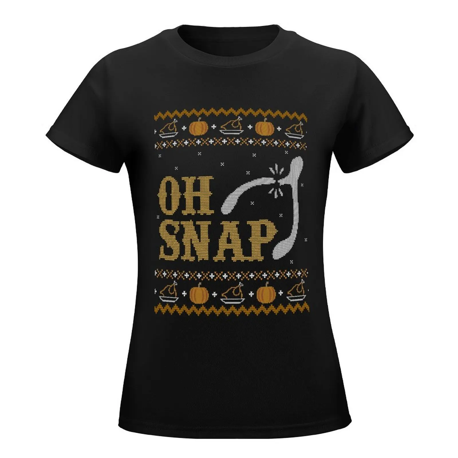 Oh Snap, Ugly Thanksgiving Sweater T-Shirt tops graphics workout shirts for Women loose fit