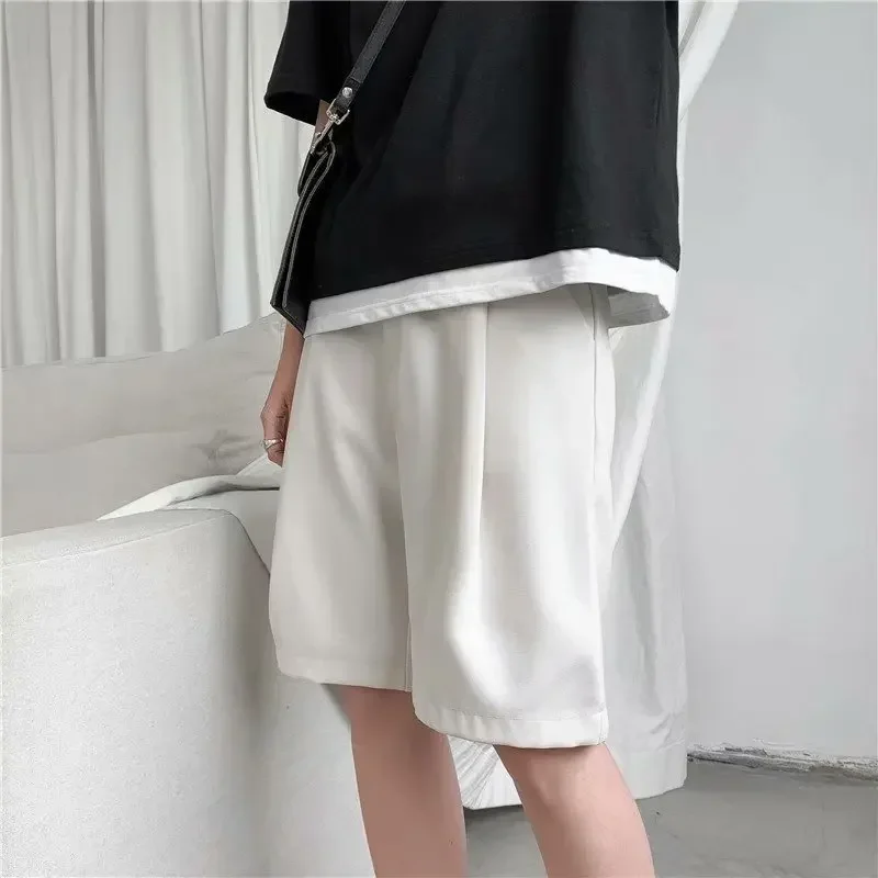 Men Shorts Solid Chic All-match Summer Thin Baggy Straight Ins Casual Trousers for Male Harajuku Simple Popular Men Clothing