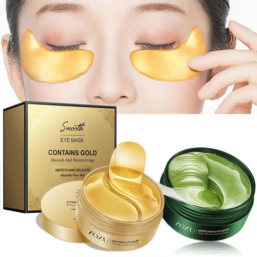 Abacate Golden Collagen Eye Mask para mulheres, anti rugas, remover círculos oculares escuros, patches oculares, anti-envelhecimento, máscara ocular