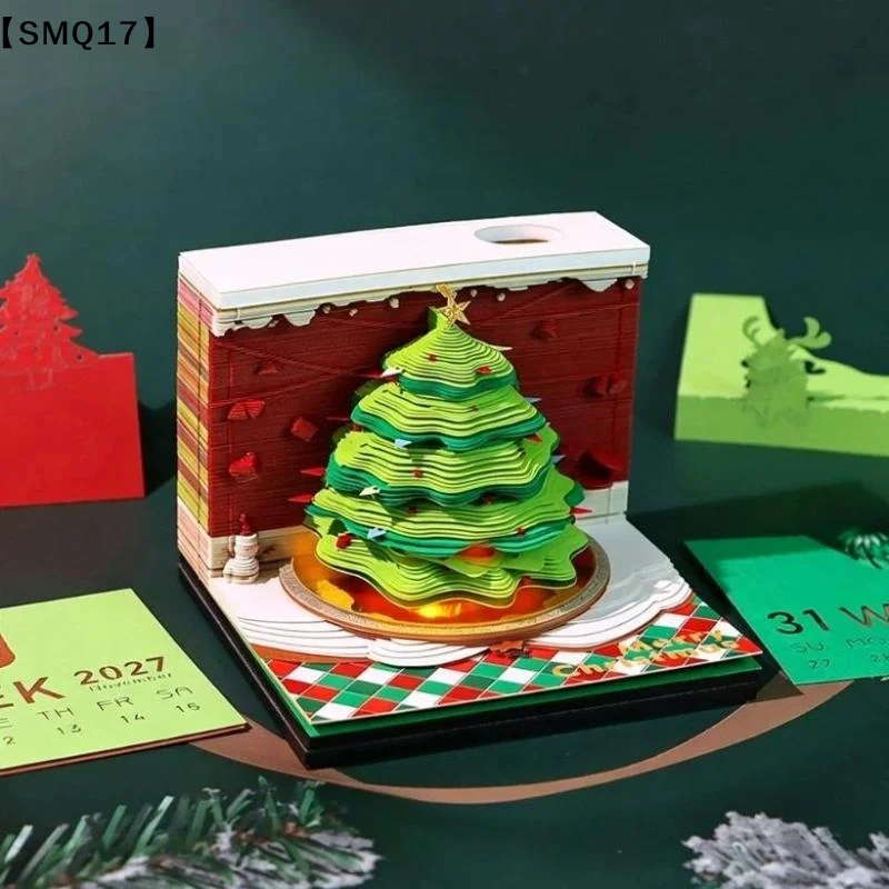 Time Piece Calendar 2027 Desk Calendar With LED Light 3D Tear-away Calendar Paper Carving Art Pad Notepad Desktop Decor【SMQ】