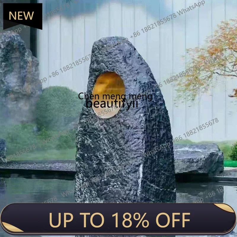 P178 حديقة حجر الجبل الأسود الطبيعي وعاء الماء الحجر الخام حديقة كبيرة العقارات المشهد المناظر الطبيعية الحجر #1