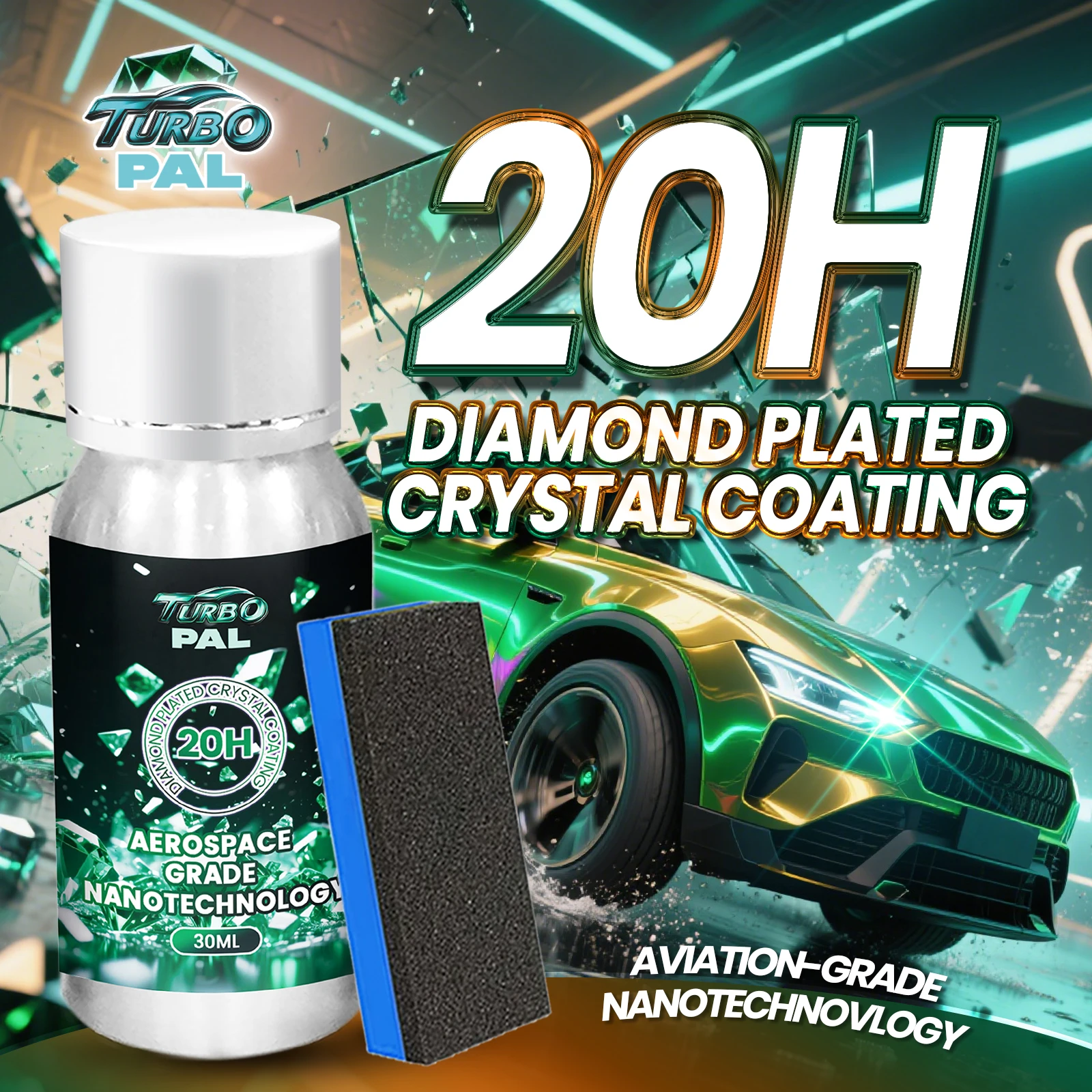 TURBOPAL 20H Ceramic Coating Kit for Luxury Cars & SUVs, Permanent Gloss Finish, Super Hydrophobic, Easy DIY Paint Protection