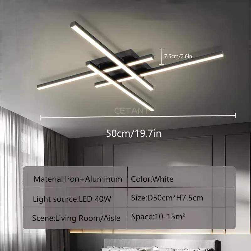 Modern LED Ceiling Light Minimalist Long Line 30/40/50cm Lamps For Bedroom Living Room Hotel Study Indoor Lighting Illumination image 3