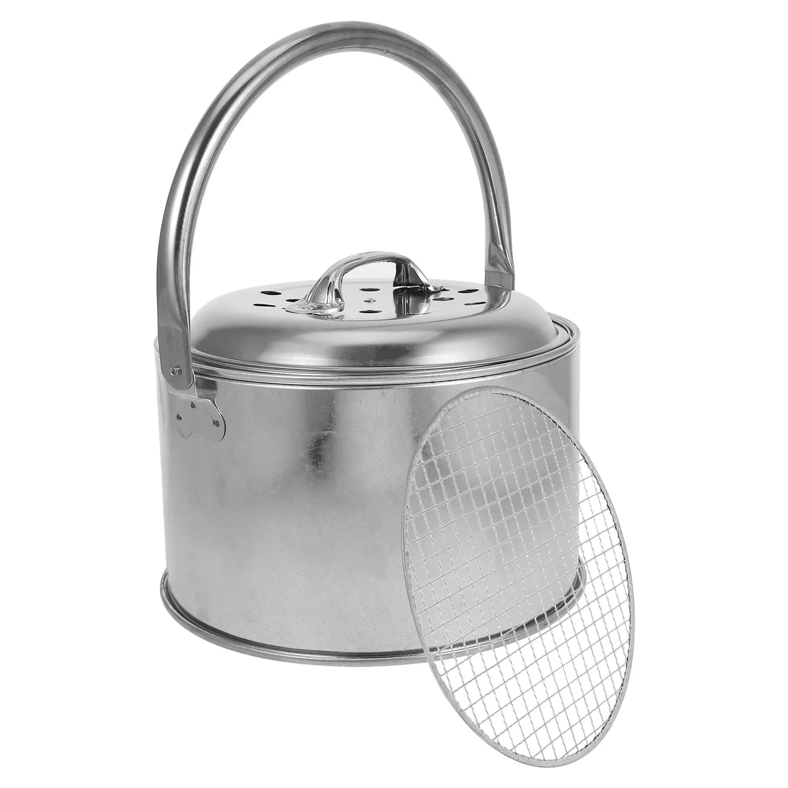 

1Set Portable Charcoal Bbq Fire Pit with Iron Grill Rack for Outdoor Camping Backyard Parties Compact Grill Stove and Heating