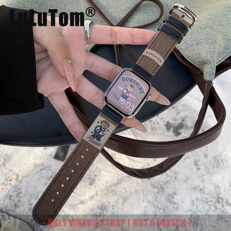 Fashion Vintage Denim Strap For Apple Watch Series 10 UItra 9 8 7 6 5 4 3 2 SE Band iWatch 38 40 41 42 44 45 46 49 mm Bracelets