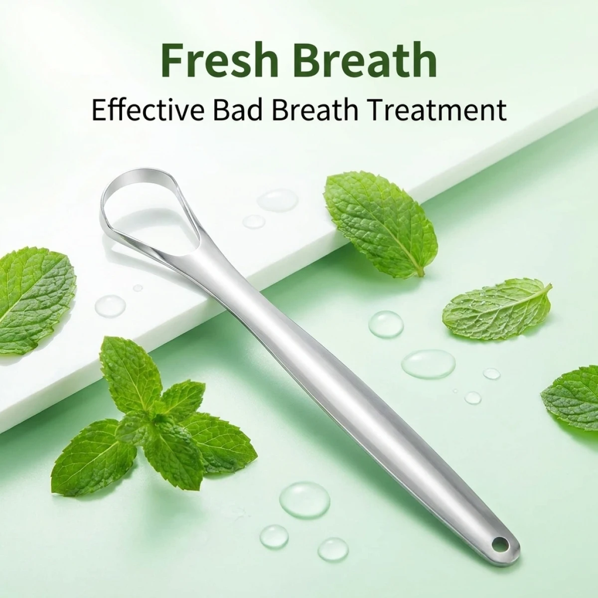 Stainless Steel Tongue Scraper – Deep Clean Removes Coating, Smooth Edge Safe & Comfort, Fresh Breath, Fights Bad Breath – Oral