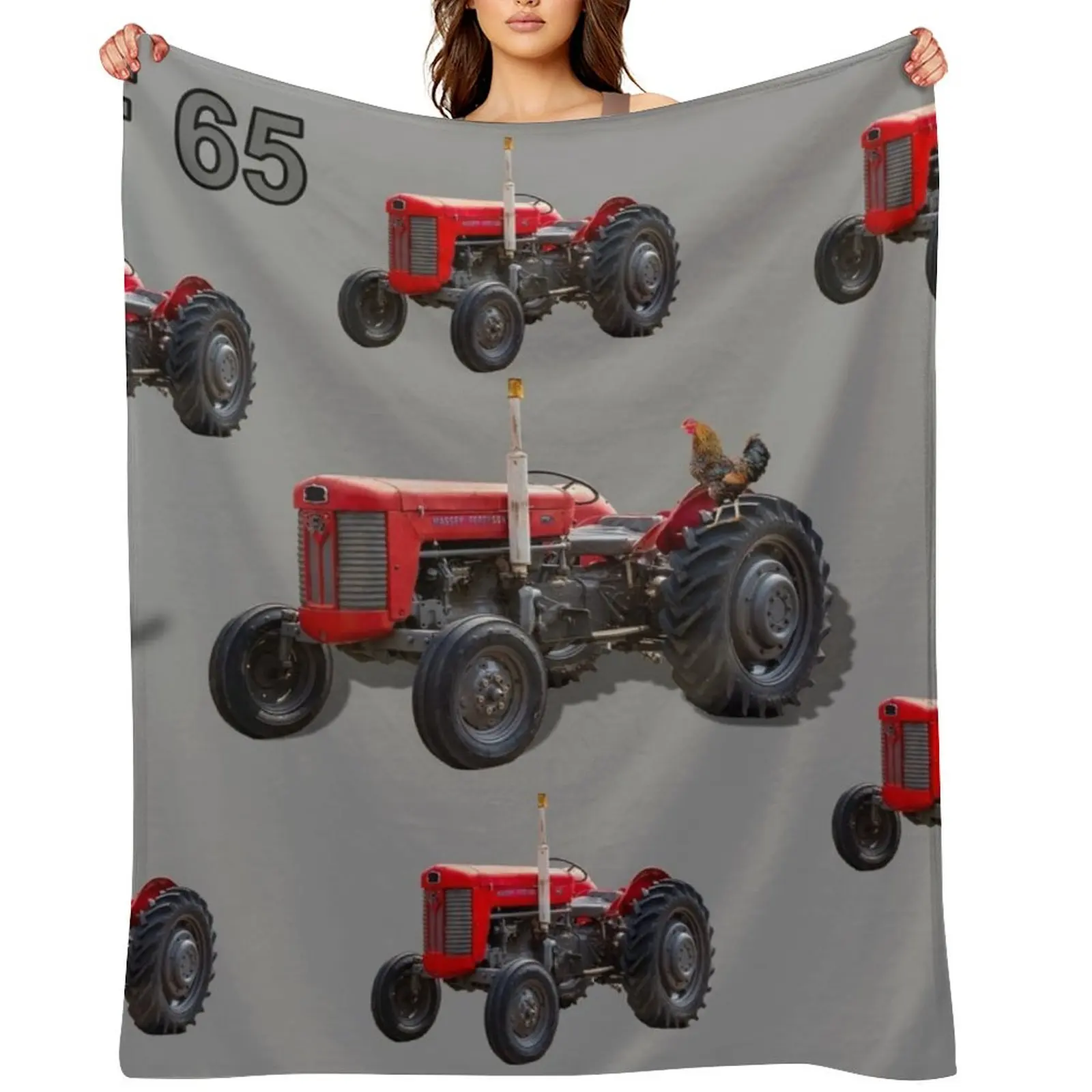 

Red tractor MF 65 and Charlie the chicken Throw Blanket Luxury Designer for babies Beautifuls Blankets