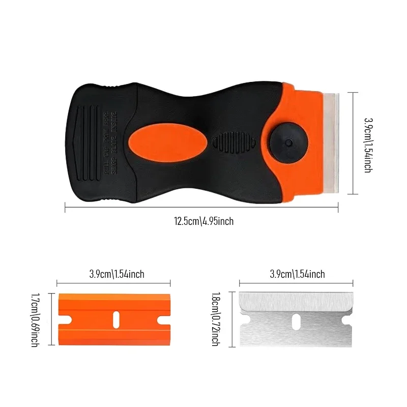 Non Scratch Auto Glass Cleaning Scraper - for Car Windows Stickers & Oven/Hob, Metal+Plastic Blades